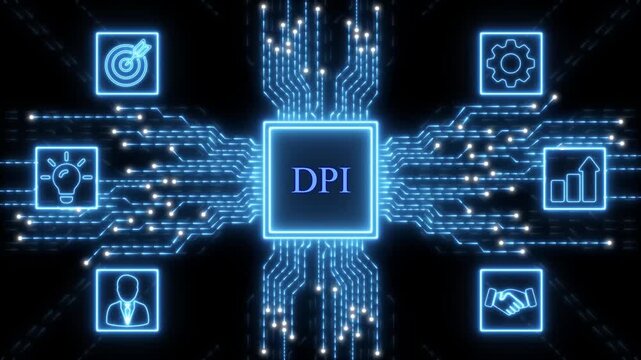 Central CPU with DPI text and surrounding business icons