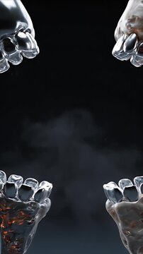 CGI Animation Simulating Forceful Bruxism Impact Between Upper and Lower Molars With Intense Red Energy Flashes and Smoky Dark Background Ideal For Dental Education