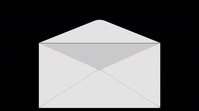 traditional paper letter envelope vector pops up spinning on screen before opening up the flap before closing and then spins away, mail 4K animated icon symbol with transparent alpha