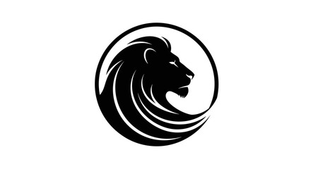 Lion Head Silhouette in Circle Logo. © LAILATUS