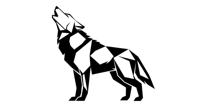 Geometric wolf howling at night.