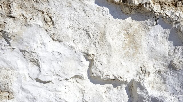 Close-up of rough white chalk cliff surface with texture details