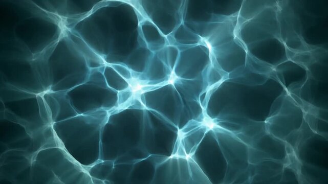 Abstract blue underwater light caustics pattern, sun rays shimmering through the water's surface