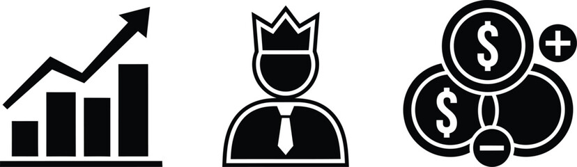 Fototapeta premium Business growth and financial success icons on white background