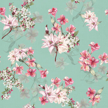 Fashion Seamless Pattern. Floral Pattern. Botanical flowers colorful 