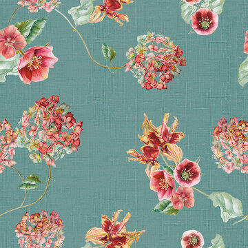 Fashion Seamless Pattern. Floral Pattern. Botanical flowers colorful 