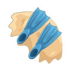 Illustration of Blue Flippers on Sand © Zulfahusein