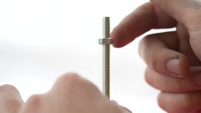 Metal Nut Screwing onto Long Bolt Sound, Metallic Rustle of Thread Friction
