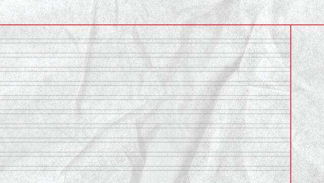 A blank lined notebook page with a red border and creased paper surface for writing or note-taking