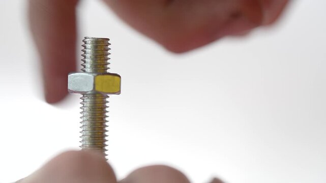 Metal Nut Screwing onto Long Bolt Sound, Metallic Rustle of Thread Friction