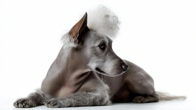 Playful peruvian hairless dog with unique fur showing curious expressions