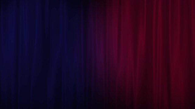 red vs blue half & half split two tone curtain lighting with red & blue duotone corners ambient spotlight vignette lighting effects & a cinematic feel of two colours in opposition 4K mood background