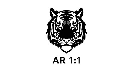 Tiger head illustration in black. © rohmat