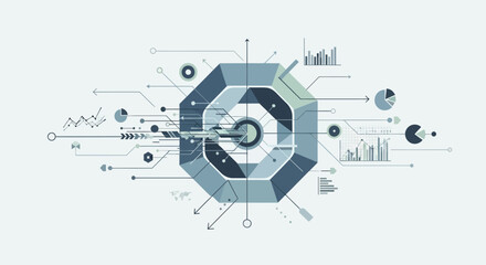 Geometric shapes and technical diagram.