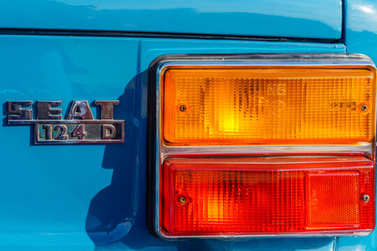 Barcelona, Spain-November 27, 2022. SEAT 124 is a passenger car produced under licence by SEAT at the Zona Franca de Barcelona and Landaben , Pamplona factories between 1968 and 1980.