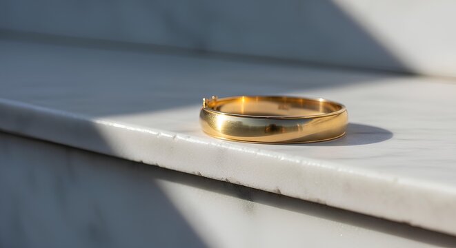 Luxury gold bracelet photographed on architectural marble stairs with natural lighting. Premium jewelry image suitable for branding campaign, fashion marketing, and ecommerce promotion.
