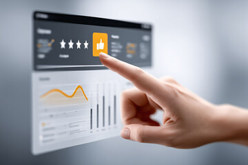 User engaging with holographic interface digital environment interactive technology close-up perspective