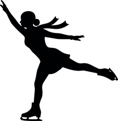 Fototapeta premium Silhouette of a female figure skater performing an ice skating move
