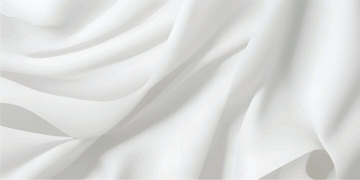 Luxurious white silk and satin fabric background featuring smooth waves and soft rippled textures for an elegant wedding backdrop or fashion textile surface