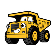 Cartoon Dump Truck with Happy Face.