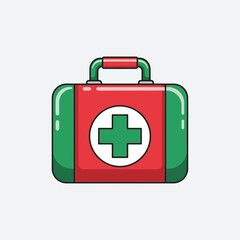 Obraz premium Illustrated Medical Case Emblem: A Vibrant Visual Depicting Healthcare Readiness and Aid