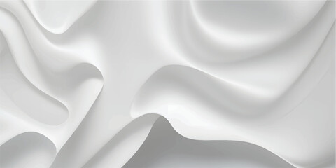 Obraz premium Luxurious white silk or satin fabric draped in elegant waves on a reflective marble floor, illuminated by soft sunlight, creating a serene and high-end abstract background texture.