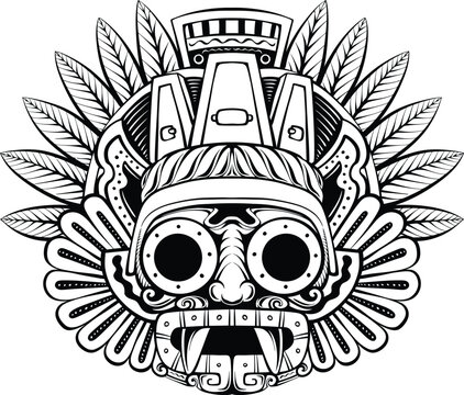 tlaloc Ancient Tribal Mask Illustration