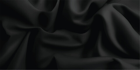 Obraz premium Luxurious black smooth silk or satin texture background. Black silk wave and curve background.