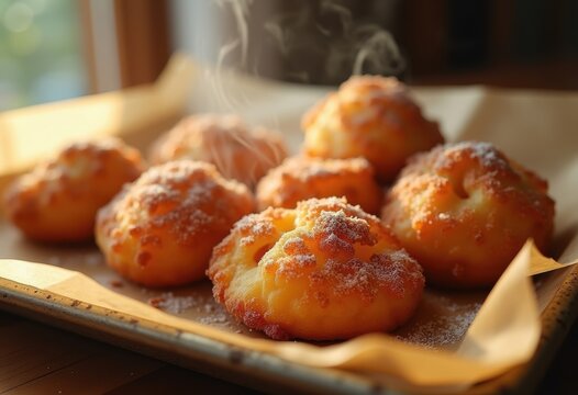 Cinnamon Sugar Apple Fritters Parchment Wrapped Platters Gloriously Irresistible Golden Goodness