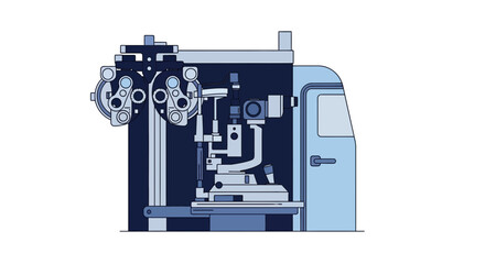 Fototapeta premium Illustration Of Ophthalmic Equipment: Vision Testing, Eye Care, And Clinical Analysis
