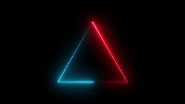 Tringle Blue Glowing Neon Lights Line Abstract Banner Wallpaper Background Template. Vector. 4k video. glowing triangle line spectrum seamless looping neon frame background animation