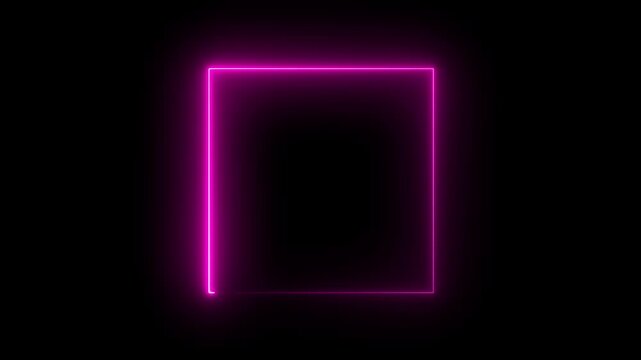 Glowing neon square frame animation. luminous banner animation. blue color neon box icon. rectangle frame icon animation glowing neon pink and blue color bordar frame display box round shape retro 