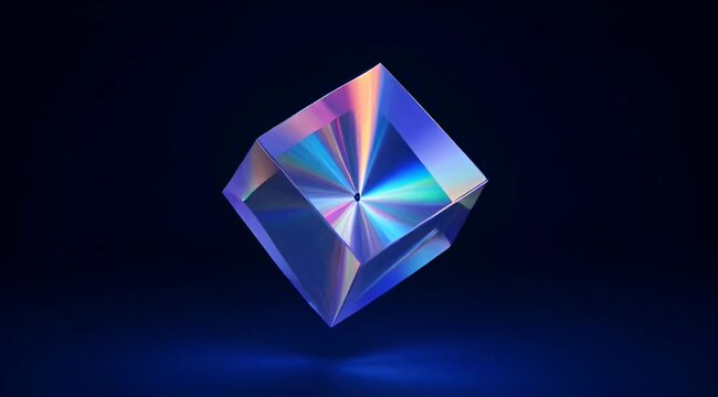 Abstract blue background with shiny diamond crystal gemstone in geometric vector style