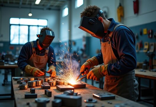 Intense Trade School Welding Workshop Sparks Flying High Metal Fusion Skills
