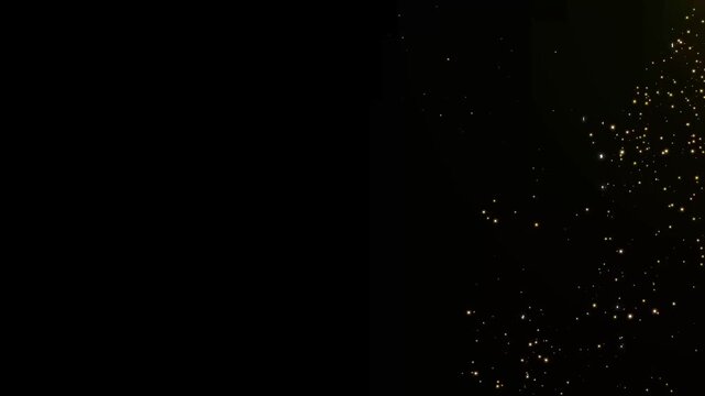 Gold glittering star dust trail sparkling particles black background. Space Golden flying particles. Animated Overlay. Defocused bokeh. Logo or text revealer, glitter burst, shimmer, fantasy path 4k