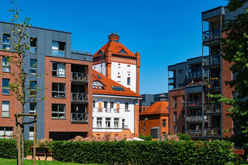 New houses construction in Gdansk, Poland. Residential house development	