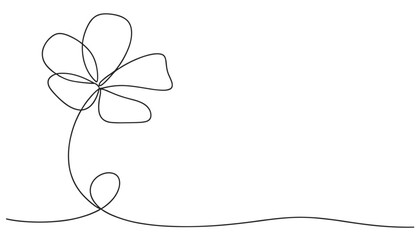 Single Line Drawing of a Flower with Swirling Stem