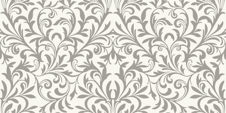 Seamless Gray Floral Damask Pattern Background vector