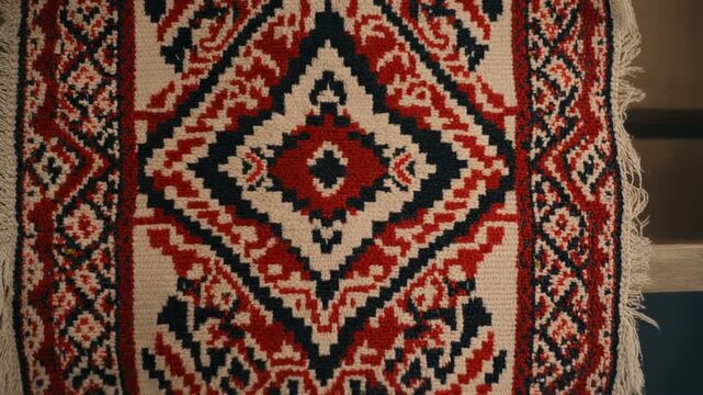 Traditional Kilim Rug Pattern Closeup View.