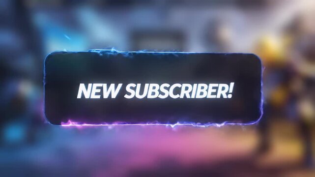 A glowing "NEW SUBSCRIBER!" message with a star over an abstract, blurred background