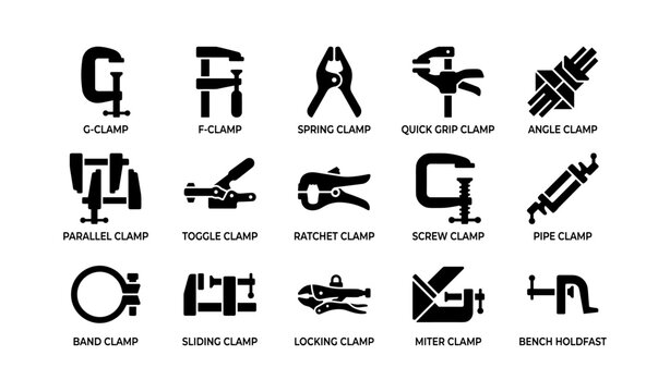 Collection of 15 essential clamps: types and uses in metalworking and carpentry