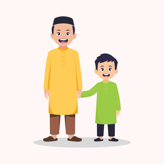 Fototapeta premium Father and son silhouette illustration