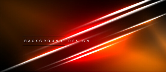 Obraz premium Abstract red, orange lines over black background. Modern design element, suitable for banners or presentations. Bright, dynamic composition.