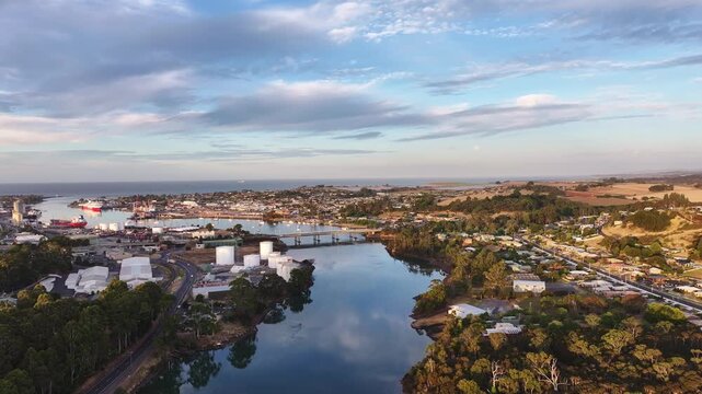 Aerial footage of Devonport Tasmania Australia