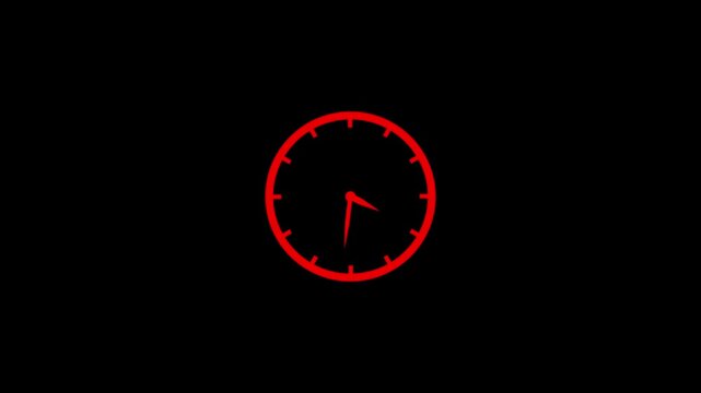 Dramatic red analog clock face showing time passing, ideal for emphasizing urgency and important moments.