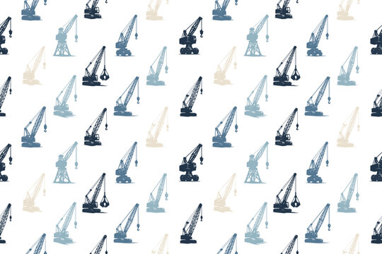 Crane silhouette seamless pattern design