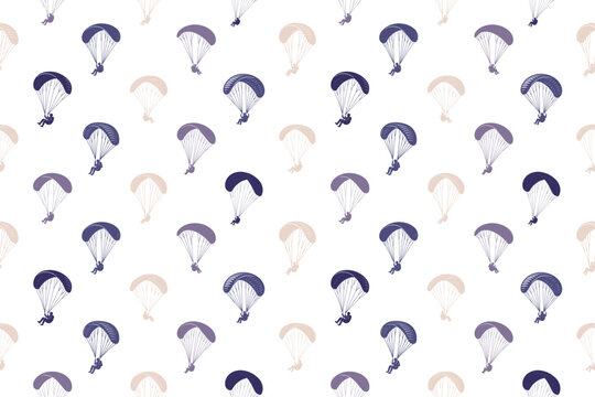 Paraglider silhouette seamless pattern design