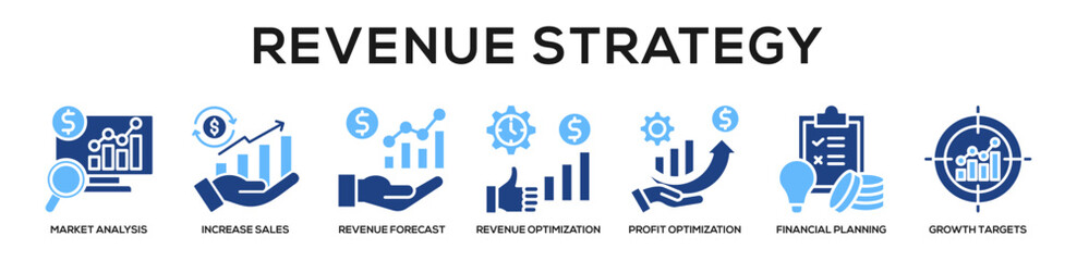 Obraz premium Glyphcolor - Revenue Strategy web banner icon vector illustration concept