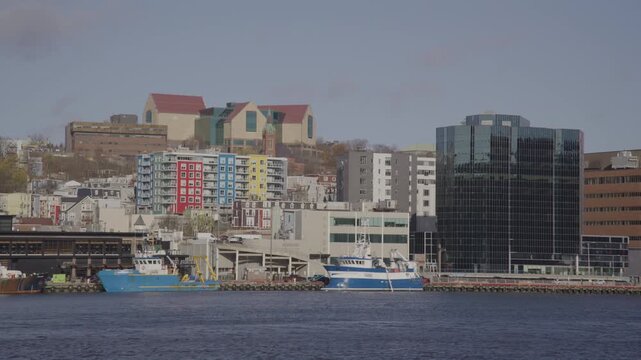 St Johns city shore line over the sea in Canadian maritime