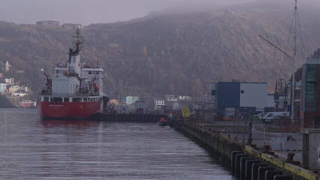 Coast Guard ship in dock canadian city of st johns newfoundland